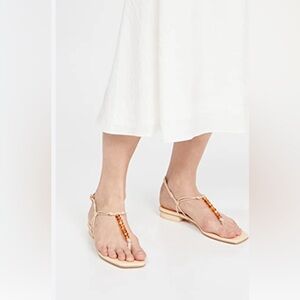 Cult Gaia ARI BEADED RAFFIA THONG SANDALS